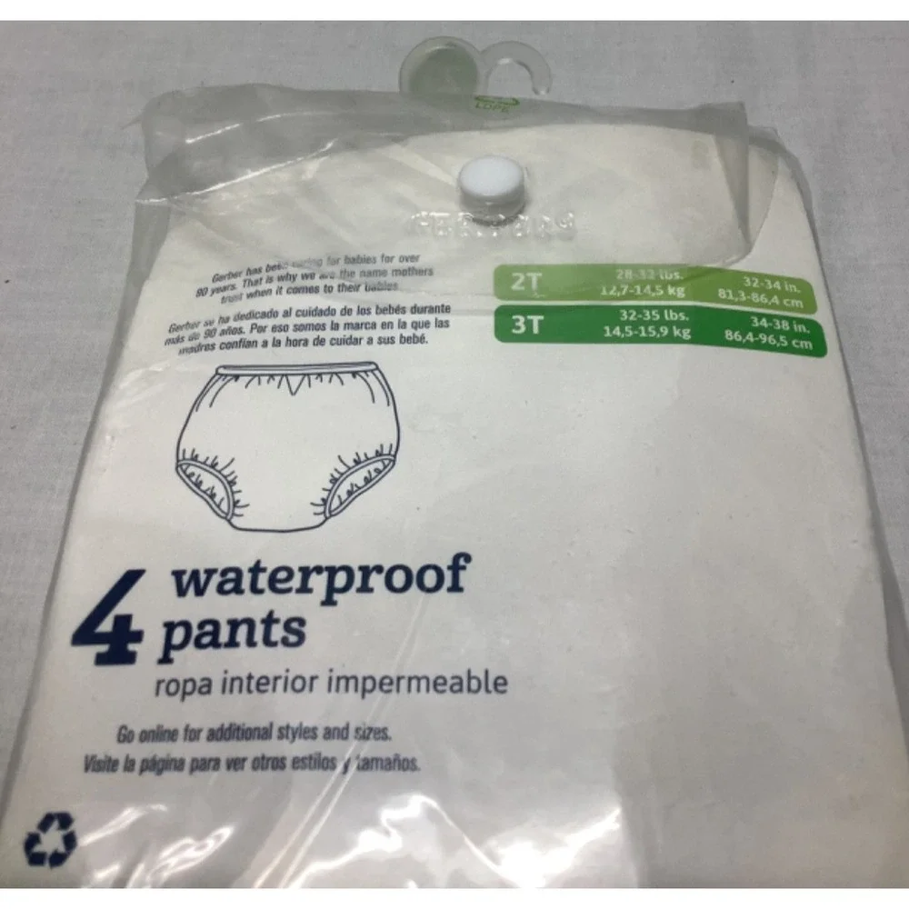 Gerber NEW 3 Pack Waterproof Pants Size 2T 28–32 Pounds, cloth diaper protection
